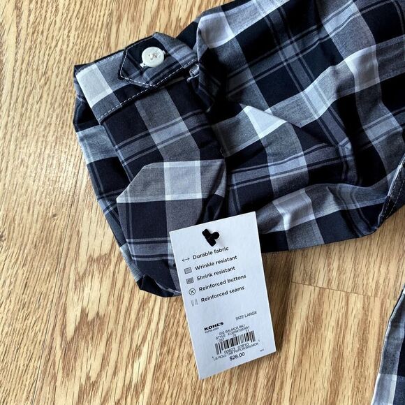 Urban Pipeline Plaid Button Up Black Gray Large - Picture 7 of 11